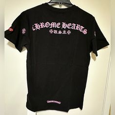 Chrome Hearts Matty Boy T-Shirt Black/Pink Letters, Size Medium Brand New With Tags In Perfect Condition As Shown On Actual Pictures. Pink Chrome Hearts, Chrome Hearts Shirt, Pink Letters, Pink Chrome, Super Rich Kids, Super Rich, Pink Letter, Rich Kids, Optimal Health