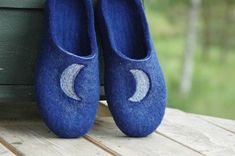 Moon phase felted Slippers Navy Blue slippers Unisex home #feltedslippers #feltslippers #womenslippers #blueslippers #feltedshoes #moon #moonphases Comfortable Blue Slippers With Rubber Sole, Comfortable Blue Slippers With Round Toe, Blue Round Toe Slippers, Comfortable Blue Indoor Slippers, Blue Comfy Slippers With Round Toe, Comfy Blue Slippers With Round Toe, Comfy Blue Round Toe Slippers, Blue Indoor Slippers With Rubber Sole, Casual Blue Slippers With Soft Sole