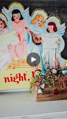 50K views · 7.3K reactions | This is my favorite way to display vintage Christmas finials that I created from a few years ago! 🎄 I use wooden skewers in floral foam in a vintage crate. Then use Christmas garland to cover your base. The crate from @crate55 is the cherry on top! 

#vintagechristmas #christmasfinials #finial #christmasdecorations | Courtney Vettel | The Vettel Farm