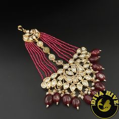 Beautiful designed Kundan Pasha , perfect for wedding day and any special celebration Nickel Free Metal : Brass Polish : Gold Perfect for all big occasion Designer wear Handcrafted Elegant Bridal Accessories With Stone Work For Party, Elegant Party Bridal Accessories With Stone Work, Elegant Zari Work Tikka For Festivals, Traditional Red Tikka As Gift, Red Tikka With Tilla As Gift, Red Tilla Tikka For Diwali, Elegant Kundan Bridal Accessories For Party, Elegant Festival Tikka With Zari Work, Elegant Tikka For Wedding And Festivals