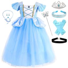 PRICES MAY VARY. DRESS WITH ACCESSORIES SET: This enchanting princess dress comes with a complete accessories set, including gloves, a tiara, a wand, a headband, a beaded necklace, and a choker necklace, making it a perfect all-in-one package for your little princess EXQUISITE DRESS DESIGN: The dress features fluffy sleeves, a multi-layer gauze skirt, and beautiful bowknot clips, creating a truly magical and princess-like appearance. The cotton lining ensures comfort and breathability, while the Fluffy Sleeves, Gauze Skirt, Princess Halloween Costume, Gauze Skirts, Princess Costume, Necklace Making, Dress For Girls, Accessories Set, Kids Halloween