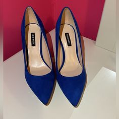 Nine West Heels Color: Royal Blue Size: 7.5 Also Available In Size 7 Additional Details: Heel Height 3 Inches Brand New With Tags Office, Holiday, Business Blue 4-inch Heels, Blue Padded Heel Court Shoes For Party, Blue Court Shoes With Padded Heel For Party, Blue Pointed Toe Heels For Work, Blue High Heel Heels For Workwear, Blue High Heels For Work, Blue Party Court Shoes With Padded Heel, Chic Blue Court Shoes For Work, Blue Almond Toe Heels For Work