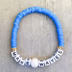 Make Waves Bracelet / Summer Bracelet / Beach Bracelet / Sea Sand Bracelet / Dolphin Bracelet / Dolphin Beaded Bracelet / Vacation Bracelet - Etsy Adjustable Stretch Bracelet With Letter Beads For Vacation, Adjustable Letter Beads Stretch Bracelet For Vacation, Beachy Adjustable Beaded Bracelets With Letter Beads, Adjustable Beachy Beaded Bracelets With Letter Beads, Personalized Bohemian Friendship Bracelets For Beach, Adjustable Strand Bracelets With Letter Beads, Beach Bangle Bracelets With Letter Beads, Personalized Bohemian Beaded Bracelets For Beach, Personalized Adjustable Beaded Bracelets For Beach