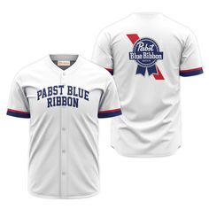 Pabst Blue Ribbon White Jersey Shirt, Pabst Blue Ribbon Jersey, Pabst Blue Ribbon gift, Pabst Blue Ribbon apparel, Pabst Blue Ribbon shirt, jersey shirt mens, Summer gifts, Pabst Blue Ribbon merchandise, Basic Baseball Jersey, Summer Baseball Jersey, team baseball jerseys Blue Cotton Baseball Jersey With Team Logo, Blue Baseball Collar Top For Game Day, Blue Baseball Jersey With Team Logo, Blue Baseball Collar Top For Team Events, White Cotton Baseball Jersey For Team Events, Blue Cotton Jersey For Game Day, Blue Cotton Team Baseball Jersey, Blue Sporty Baseball Jersey For Team Events, Blue Jersey With Baseball Collar For Sports