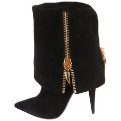 New Giuseppe Zanotti Women's Fold-Over Mid-Calf Boots Designer size 39 Edgy gold-tone zippers upgrade these fold-over suede boots to statement-making status. Self-covered heel - 4¼ inches, Can be fold-over in different height. Durable Leather sole, Leather lining and insole. Made in Italy. New with box. Listing code: 022019545802955458 Giuseppe Zanotti Boots, 7 Inch Heels, Elegant Clothing, Fab Shoes, Giuseppe Zanotti Shoes, Black Stud, Stiletto Boots, Gorgeous Shoes, Calf Boots