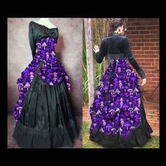 The pink and purple MushroomCore Corset Gown is super fun to wear. This vibrant custom printed Victorian ensemble will be handcrafted to your measurements. Whether you're attending a cosplay event, a themed party, or just want to turn heads, this unique ensemble is perfect.  WHAT'S INCLUDED? Option 1: The Full Fantasy Bustle Skirt + Corset + Hoop Skirt + Petticoat + Long Sleeved Chemise: Dive headfirst into Victorian opulence with the complete set. The hoop skirt and petticoat add that perfect t Punk Diy, Skirt Corset, Bustle Skirt, Corset Gown, Hoop Skirt, Steampunk Diy, Underbust Corset, Custom Printed Fabric, Steam Punk