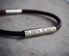 Custom Coordinates Bracelets, Real leather Coordinate Bracelet, Boyfriend Bracelet, Mens Gift, Anniversary Bracelet, Coordinate Bracelets Personalized engraved coordinates bracelets for boyfriend, husband, men. Real leather bracelet with stainless steel cylinder for him. To see more different styles handmade bracelets, click https://www.etsy.com/shop/HandmadeTalent If you like my shop, just fav it, if you want the bracelets, you can add to your shopping cart. Any problem, just inquiry directly from the home page of my shop https://www.etsy.com/shop/HandmadeTalent Great day! Boyfriend Bracelet, Bracelet Boyfriend, Coordinates Gift, Girlfriend Anniversary Gifts, Bracelets For Boyfriend, Coordinates Bracelet, Leather Anniversary Gift, Bf Gifts, Medical Bracelet