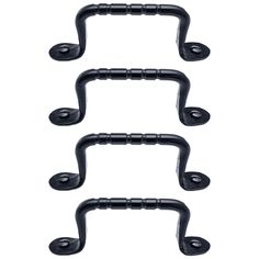 four black plastic handles on white background