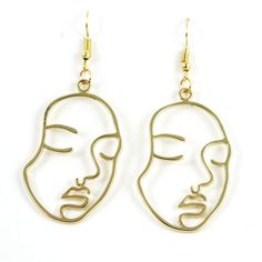 Face Outline Drop Earrings Boogzel Apparel, Face Outline, Early 2000s Fashion, Long Tassel Earrings, Heart Choker, Striped Long Sleeve Tee, Chain Choker, Tassel Earrings, Stylish Accessories