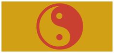 an orange and red yin yang symbol on a yellow background