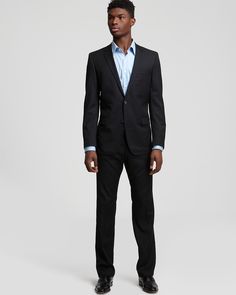 HUGO Astro Hill Pinstripe Suit Tuxedos, Black Suits, Trend Setter, Gentleman, Interview, Clothes, Black