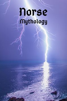 a lightning strike over the ocean with text that reads,'horse mythology'on it