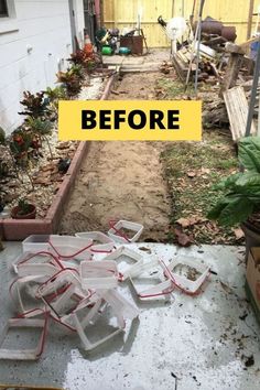 before and after pictures of an old garden bed that needs to be built in the back yard