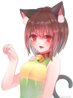 Anime Cat, Animal Ears, Red Eyes, Cat Girl, Cat Ears, Red, Anime