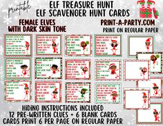 elf themed christmas printables for the elf in the hat and other holiday items