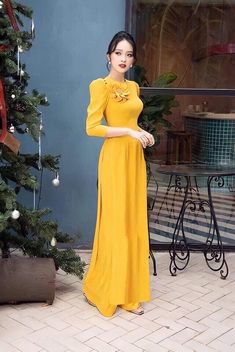 Hello , thanks for visiting my shop Brand New High Quality Vietnamese Ao Dai. Ao Dai for women 40-77 kgs Ao Dai full set ( dress + pants) *These are Asian size <>US Petite size .Please order 1,2 size bigger to your normal size  Full size XS/ S/ M/ L/ XL/ 2XL/ 3XL. S: burst 33in - waist 25in -length 55 in M: burst 35in -waist 27in  -length 55 in L: burst 37in -waist 29 in -length 55 in XL: burst 39in -waist 31 in -length 55 in XXL: burst 41in -waist 33in -length 55 in 3XL: burst 43in -waist 35in Elegant Long Yellow Dresses, Festive Yellow Formal Dress, Elegant Summer Ao Dai For Party, Elegant Ao Dai For Summer Parties, Elegant Summer Ao Dai For Festive Occasions, Elegant Summer Festive Ao Dai, Silk Dress Pink, Vietnamese Ao Dai, Ao Dai