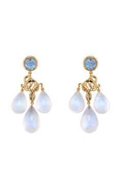 Sylvie Corbelin - 18k Yellow Gold Blue Moon Chandelier Earrings - Blue - OS - Only At Moda Operandi - Gifts For Her Moon Chandelier, Jules Smith, Fine Jewellery Earrings, Moon Stone, Blue Moon, Pierced Ears, Fashion Stylist, Chandelier Earrings, Moda Operandi