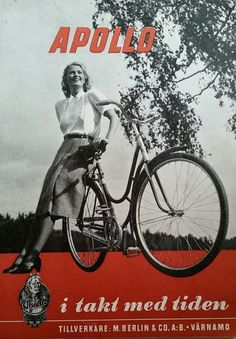 an advertisement for a bicycle brand with a woman on the front and side of it