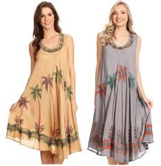 Lightweight 100% rayon fabric and relaxed fit makes this dress perfect for casual wear or a swimsuit cover up. #palmtree #summer Watercolor Palm Tree, Rayon Fabric, Swimsuit Cover, Spring Summer Outfits, Short Dress, Summer Outfit, Palm Tree, Palm Trees, Casual Wear