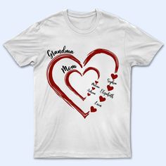 Mom's Grandma's Sweethearts - Gift For Mother, Grandmother - Personali - Wander Prints™ Personalized T Shirt, Label Printable, Laundry Guide, White Shirts Women, Tshirt Crafts, Mom And Grandma, Gift For Mother, White Hoodie, Personalized T Shirts