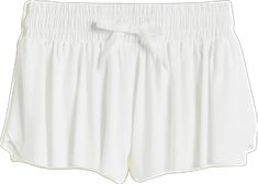 White High-waisted Summer Pajama Shorts, White Stretch Beachwear Bottoms, White Summer Pajama Shorts For Loungewear, White Short Pajama Shorts For Spring, White Pajama Shorts For Spring, White Stretch Shorts With Short Inseam, White Short Pajama Shorts For Vacation, White Pajama Shorts With Elastic Waistband, Sporty White Pajama Shorts For Summer