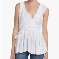 Free People Float Away Ruffle Top Condition: New With Tags Size: Xs Color: Ivory White Fabric Content: 100% Rayon Ruffle Top, Ivory White, Color Ivory, White Fabric, White Fabrics, Free People Tops, Float, Free People, Color White