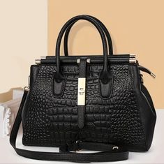 Genuine Leather Crocodile-Embossed Tote - Adjustable Strap Handbag With Zip Closure, Polyester Lining This Is Truly A Beautiful High Quality Bag. Would Be Hundreds Of Dollars In A Brand Name. Handbag Straps, Casual Tote, Leather Tote Bag, Womens Tote Bags, Luxury Handbags, Leather Tote, Bag Sale, Luxury Bags, Bags Handbags