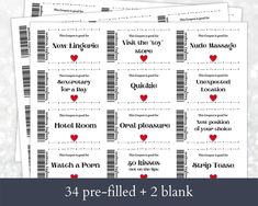 printable valentine's day coupons for $ 3 00 each or 2 pk