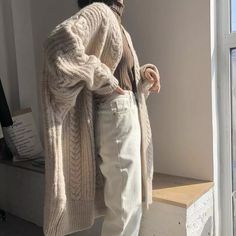 Look what I found on AliExpress Women Long Cardigan, Elegante Y Chic, Wardrobe Goals, Warm Cardigan, Cardigan Oversized, Elegant Sweater, Loose Cardigan, Long Knit Cardigan, Gilet Long