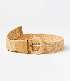 Punctuate silhouettes with this versatile straw belt, a bohemian-chic hint of texture to fresh up tried-and-true looks. Adjustable buckle closure. 1 1/2" wide.,Imported:Imported Loft Straw Belt Light Cool Tan Women's by Loft Size Regular - One Size Light Cool Tan Women's Belts, Belts Chic Woven Belts For Beach, Chic Woven Belts For The Beach, Chic Woven Belt For Beach, Beige Woven Belts For Spring, Spring Beige Woven Belt, Beige Woven Belt For Vacation, Chic Belts For Spring Vacation, Chic Brown Belt For Beach, Chic Brown Belt For The Beach