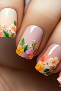 Nail Designs With Flowers, Pretty Summer Nails, Hot Summer Nails, Flowers Nail Art, Christmas Nail Art Easy, Flower Nail Designs, Nail Art Designs Diy, Christmas Nail Art Designs, Pretty Nail Art Designs