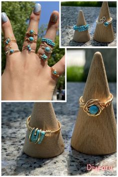 Embrace the tranquil allure of the ocean with our handcrafted turquoise rings. Each piece is a testament to the beauty of nature, capturing the mesmerizing hues of the sea within its swirling depths. Adorn yourself with elegance and grace, as you journey through life with a touch of timeless sophistication.#handmade#jewelry#handmadejewelry#wirewrap#wirewrappedjewelry#wire#ring#ringsjewelry#turquoise#bohostyle#Spring/Summer#wirework#Beach style Stackable Jewelry As Summer Gift, Summer Stackable Jewelry As Gift, Gold Adjustable Turquoise Ring, Adjustable Gold Turquoise Ring In Spiritual Style, Adjustable Gold Turquoise Ring, Adjustable Gold Spiritual Turquoise Ring, Summer Beach Jewelry Ring, Beach Summer Jewelry Ring, Summer Beach Ring Jewelry