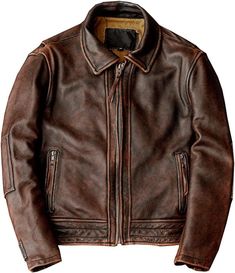 Brown Handmade Antique Biker / Motorcycle Waxed Brown Distressed Style Jacket For Men. This Jacket is made with original genuine leather. Available in XS to 4XL sizes. style: Biker / Motorcycle Material: 100% Genuine Leather Closure: Zipper Handmade: Yes PLEASE NOTE: This jacket is already warm and heavy without insulation between outer shell and inner lining. Still if you want insulation between outer shell and inner lining then message us within the same day when order is made otherwise jacket will be manufactured and shipped without insulation or padding. ✅ Please Read Carefully Before Placing The Order. We make custom fit products so you can send us your exact body measurements or your any well fitted shirt or jacket And we will make this jacket according to your given measurements. Pl Rugged Leather Motorcycle Jacket, Rugged Leather Outerwear For Biker Events, Moto Style Distressed Brown Leather Jacket, Distressed Brown Leather Outerwear For Bikers, Distressed Brown Leather Outerwear For Biker Events, Distressed Brown Leather Moto Jacket, Rugged Distressed Brown Leather Jacket For Biker Events, Cafe Racer Leather Jacket For Fall Outdoor, Cafe Racer Leather Jacket For Fall Outdoor Activities