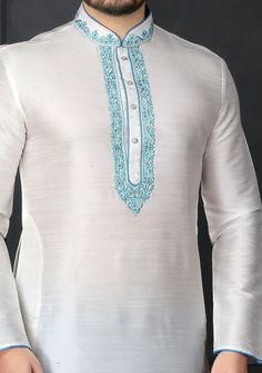 Men's Traditional Party Wear Indian Readymade Kurta Pajama: Deshi Besh. Pajama Embroidery, Kurta Designs Men's, Indian Wedding Suits Men, Latest Kurta Designs, Silk Kurtas, Traditional Party Wear, Indo Western Sherwani, Boys Kurta Design, Wedding Kurta For Men