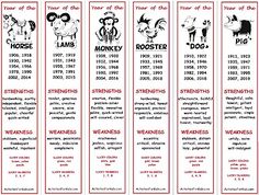 a red and white bookmark with the names of different animals in each one's name