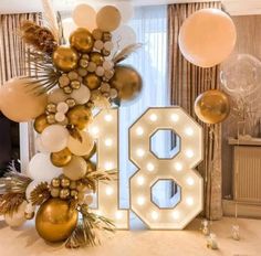 Decoration Ideas 18th Birthday, Gold And White Birthday Party Decoration Outdoor, Ballon Arch 21st Birthday, Debut Decorations 18th, 18th Balloon Ideas, 18th Birthday Balloon Ideas, 18th Birthday Balloons Decoration, 18th Bday Decoration Ideas, 30th Birthday Balloons Decoration