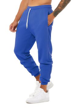 The Original Fleece Jogger – Farm Brand USA Solid Color Activewear With Drawstring For Jogging, Streetwear Fleece Joggers With Drawstring, Winter Jogging Joggers With Elastic Waistband, Solid Color Sporty Joggers With Drawstring, Solid Color Drawstring Sweatpants For Jogging, Solid Color Sportswear Joggers With Drawstring, Solid Color Athleisure Joggers For Streetwear, Fleece Joggers With Ribbed Waistband For Streetwear, Relaxed Fit Blue Joggers With Drawstring