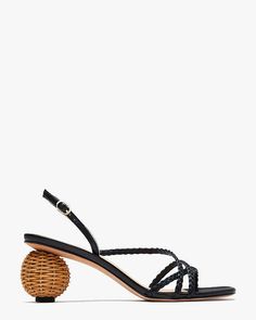 Meetings, meet-cutes, picnics, tea parties... our Valencia sandals, showcasing spherical raffia heels, will wow at them all. Kate Spade Outlet, Trainer Heels, Glitter Shoes, Tea Parties, Sheep Leather, Sandals Black, Bag Set, Shoe Sale, Kate Spade New York