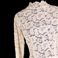 Exceptional Vintage Ivory Venetian Point Lace  Gown Provenance 36-28-Free - The Best Vintage Clothing
 - 4 Lace Wedding Gown, Tall Person, Point Lace, Fabulous Wedding, Wedding Gowns Lace, Lace Gown, Ivory Color, Cuff Sleeves, Wedding Gowns