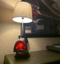 a lamp that is on top of a table