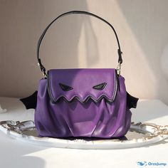 OrcaJump - Halloween-inspired PU Leather Handbag - Stylishly Embrace the Festive Spirit with this Charming Pumpkin Design Gothic Shoulder Bag For Halloween Party, Themed School Bag For Halloween, Themed School Bags For Halloween, Rectangular Party Bags For Halloween, Gothic Satchel Bag For Halloween, Novelty Black Bags For Halloween, Purple School Bag For Halloween, Halloween Purses, Halloween Handbags