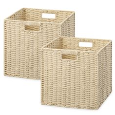 two large baskets with handles on each side