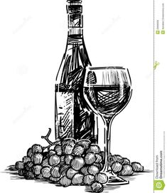 wine bottle and glass with grapes on white background stock photo - image 349784