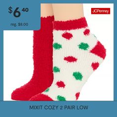 This 2-pack of Mixit women's fluffy socks are perfect for cozying up in on cold-weather days. Made from a soft chenille, this multi-pack includes 2 pairs of low-cut socks in assorted colors and prints. # Pieces In Set: 2 PairShoe Size Range: 4-10Fiber Content: 99% Polyester, 1% SpandexFabric Description: KnitCare: Machine Wash, Dry FlatCountry of Origin: Imported Socks Womens, Low Cut Socks, Fluffy Socks, Weather Day, Handbag Accessories, Crew Socks, Low Cut, Lady In Red, Cold Weather