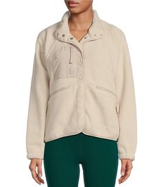 Free People FP Movement Hit the Slopes Stand Collar Long Sleeve Snap Front Jacket | Dillard's Fall Long Sleeve Track Jacket With Elastic Cuffs, Winter Track Jacket With Elastic Cuffs And Long Sleeves, Free People Winter, Winter Shopping, Winter Gifts, Romantic Lace, Fp Movement, Dillard's, How To Feel Beautiful