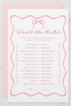 a pink and white wedding game with the words would she rather be married?