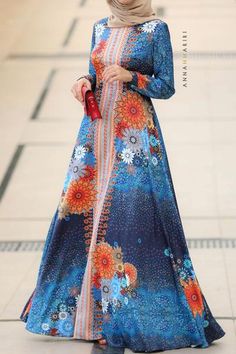 Morocco Kaftan Dress Blue Maxi Dresses With Digital Print, Blue Maxi Dress With Digital Print, Multicolor Digital Print Maxi Dress, Patterned Long Sleeve Printed Maxi Dress, Long Sleeve Dresses With Abstract Print, Fitted Long Sleeve Dress With Digital Print, Printed Patterned Tunic Dresses, Long Floral Print Patterned Dress, Long Sleeve Patterned Maxi Dress