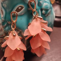 Earring Chic Pink Flower Earrings Gift, Pink Trendy Dangle Chandelier Earrings, Trendy Pink Dangle Chandelier Earrings, Feminine Dangle Earrings For Party, Trendy Pink Drop Chandelier Earrings, Pink Party Earrings With Ear Wire, Feminine Pink Dangle Earrings, Trendy Pink Flower Drop Earrings, Feminine Party Dangle Earrings