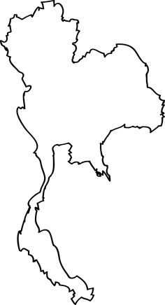 an outline map of the country of thailand in black and white, with no borders