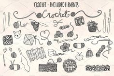 the crochet - included elements are shown in this hand drawn illustration on paper